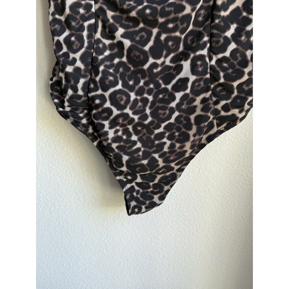 AFRM Womens Leopard Cami Style Bodysuit Bustier Size Large Adjustable Straps - Picture 4 of 14
